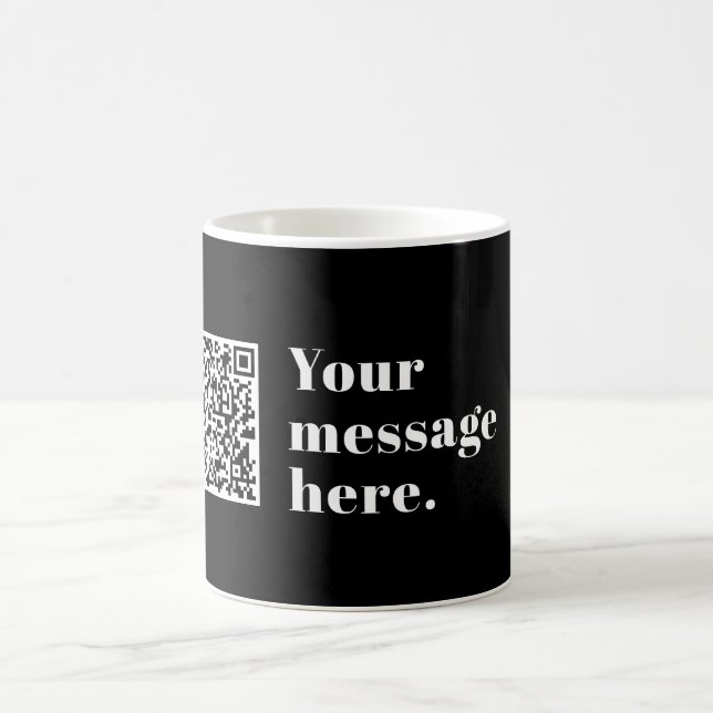 Your own Uploaded QR code & Editable Retro Text Coffee Mug (Center)
