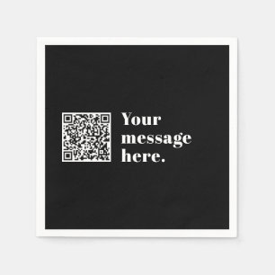 Your own Uploaded QR code & Editable Retro Text Napkins