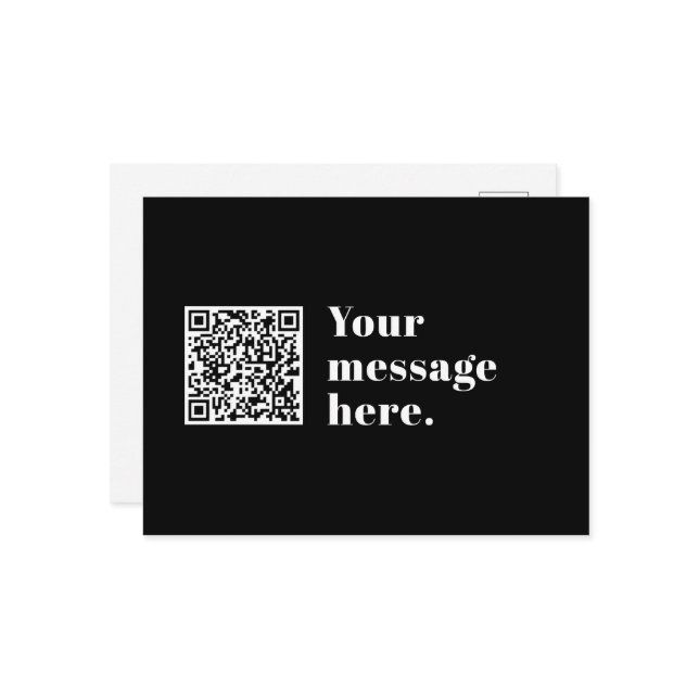 Your own Uploaded QR code & Editable Retro Text Postcard (Front/Back In Situ)