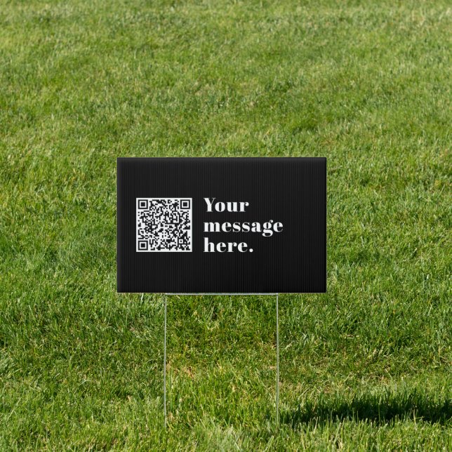 Your own Uploaded QR code & Editable Retro Text Sign (Insitu)