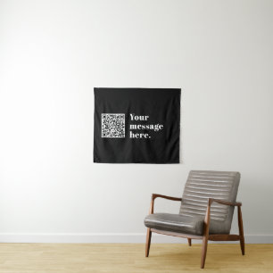 Your own Uploaded QR code & Editable Retro Text Tapestry