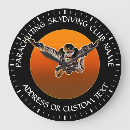 Your Parachuting Club Or Skydiving Club Name Large Clock