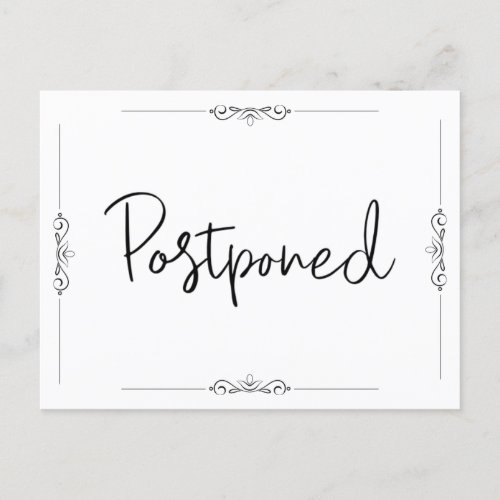 Your Party Event Postponed Handwritten Script Announcement Postcard