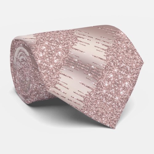 Your Party Neck Tie Rose Gold Blush Glitter Drips