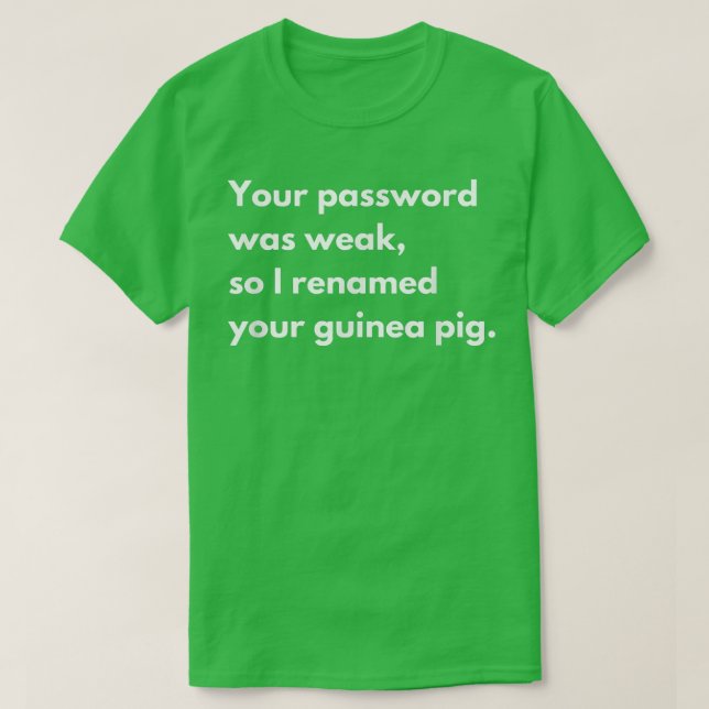 Your password was weak so I renamed your guinea pi T-Shirt (Design Front)