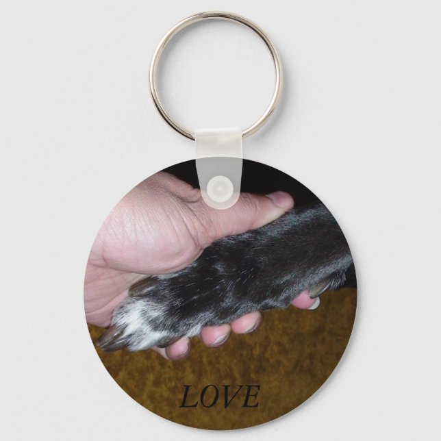 Your paw in My hand = LOVE Keychain (Front)