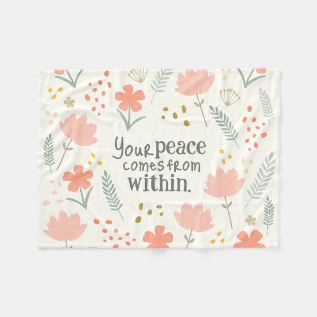 Your peace comes from within - inspirational quote fleece blanket (Front (Horizontal))