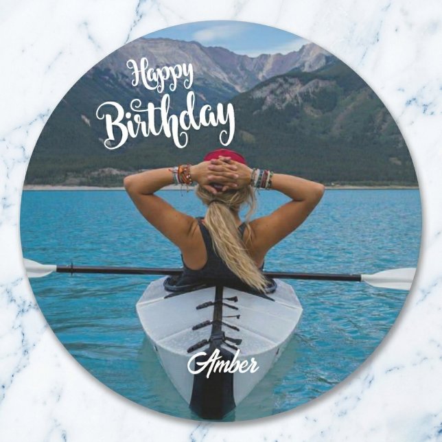 Your Personal Photo Custom Round Birthday Sticker (Swap the picture to make it yours.)