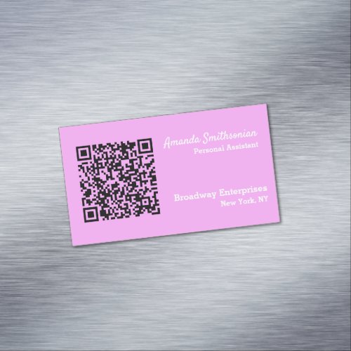Your Personal QR Code Linked to Your URL Purple  Business Card Magnet