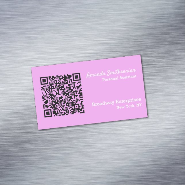Your Personal QR Code Linked to Your URL Purple  Business Card Magnet (In Situ)