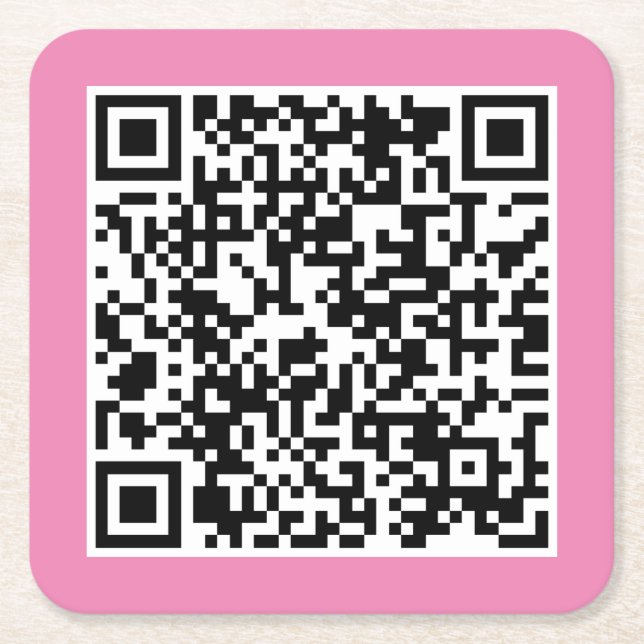 Your Personal QR Code Linked to Your URL   Square Paper Coaster (Front)