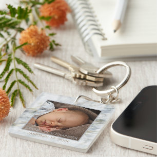 Your Personalized Elegant Blue Gray Marble Pattern Keychain