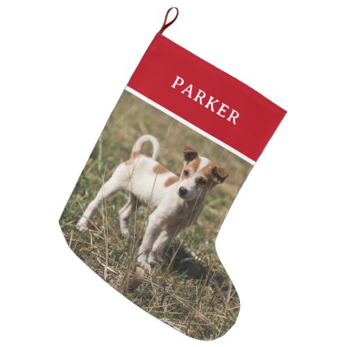 Your Personalized Pet Photo Custom Red Large Christmas Stocking