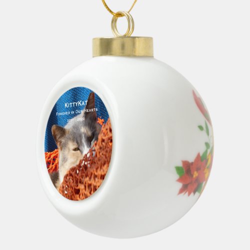 YOUR Pet Cat or Dog PHOTO Personalized Ceramic Ball Christmas Ornament