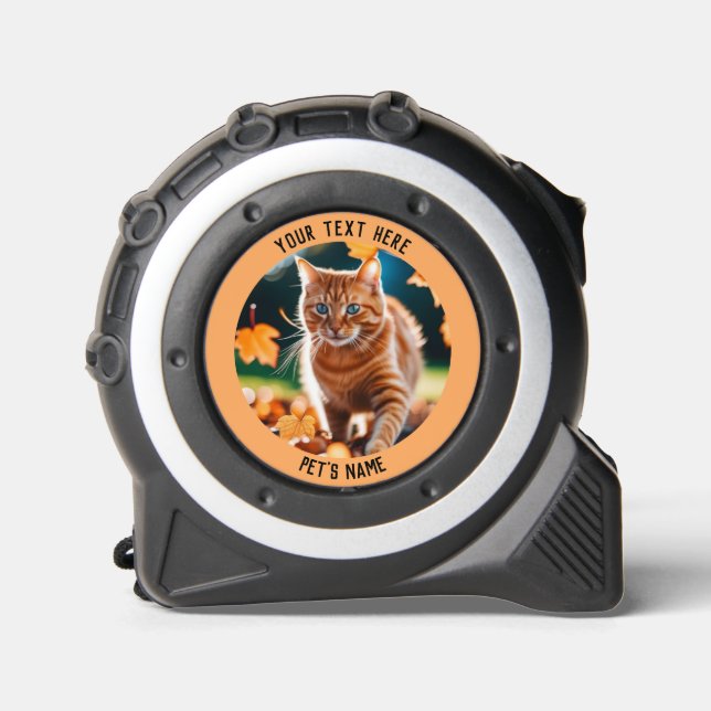 Your Pet Cat Photo and Name Custom Tape Measure (Front)