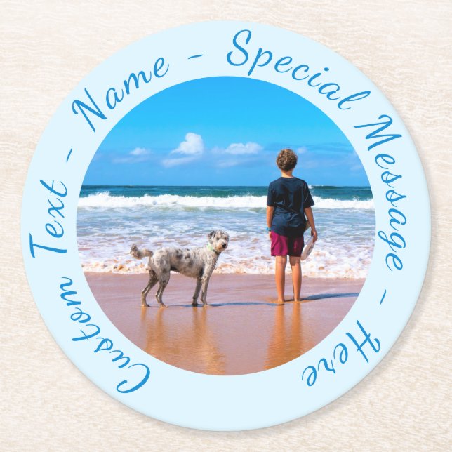 Your Pet Dod Photo Paper Coaster Custom Text Name (Front)