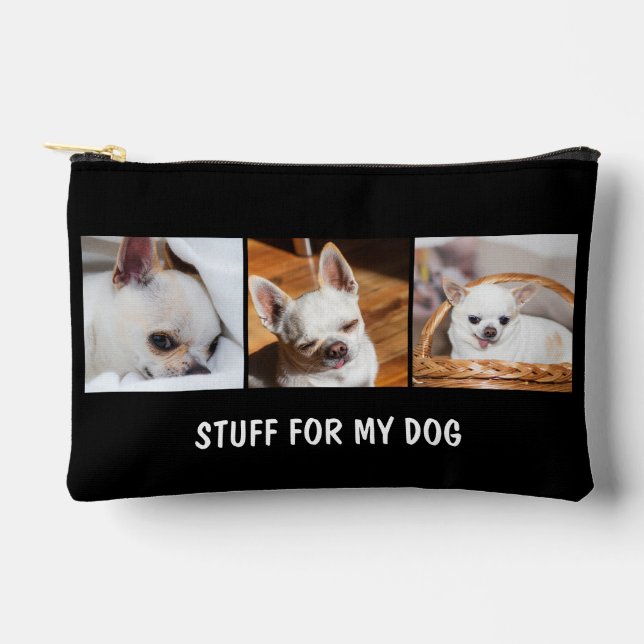 Your pet dog chihuahua custom photos collage text accessory pouch (Front)
