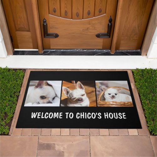 Your pet dog chihuahua custom photos collage text doormat