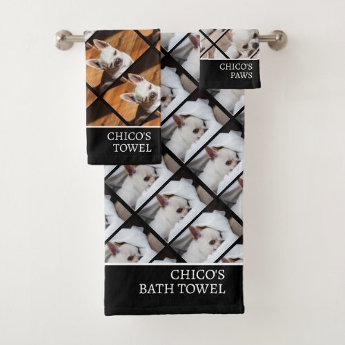 Your pet dog custom photos chihuahua pattern name bath towel set