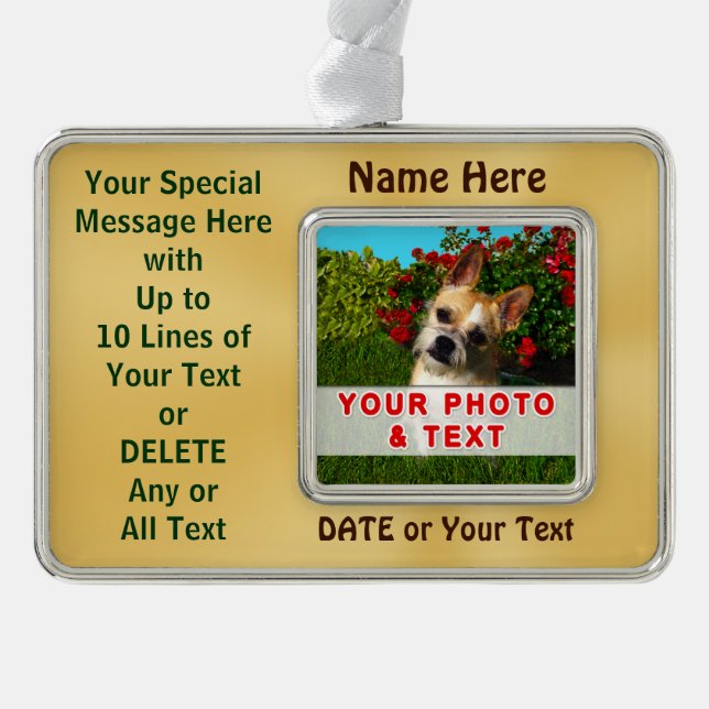 Your Pet, Dog Picture Frame Ornament Personalized (Front)
