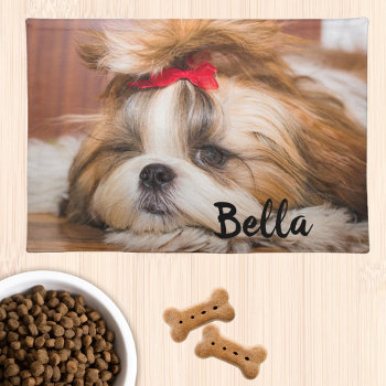 Your Pet Dog Puppy Custom Photo And Name Food Placemat by PLdesign at Zazzle