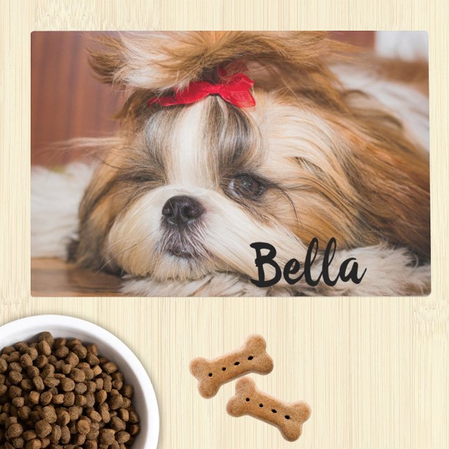 Your pet dog puppy custom photo and name Food Placemat (Creator Uploaded)