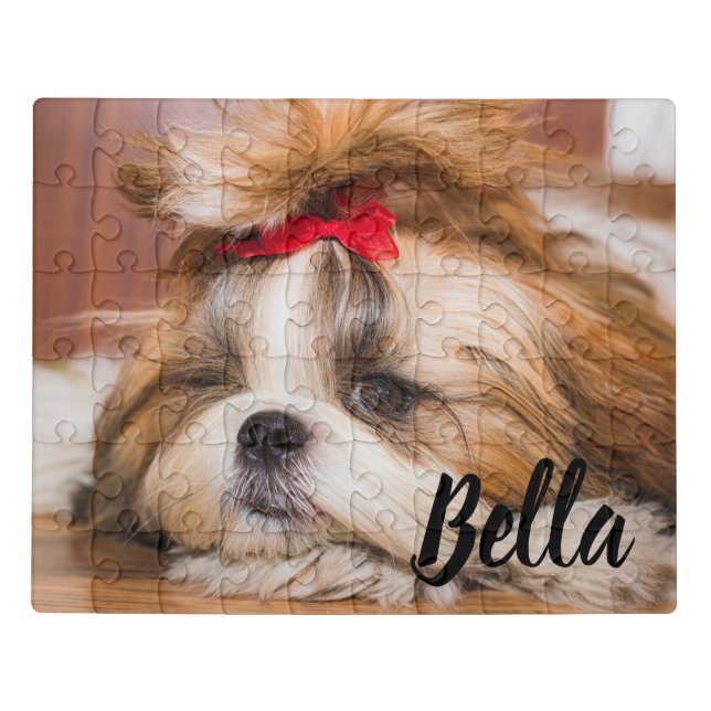 Your pet dog puppy custom photo and name jigsaw puzzle (Puzzle Horizontal)