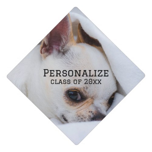 Your pet dog puppy custom photo and text Class of  Graduation Cap Topper