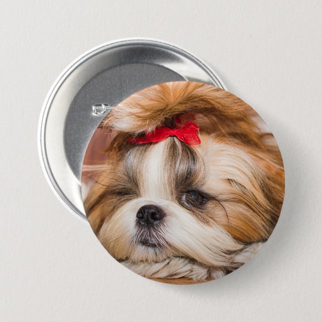 Your pet dog puppy custom photo button (Front & Back)