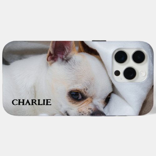 Your pet dog puppy custom photo chihuahua and name iPhone 15 pro max case