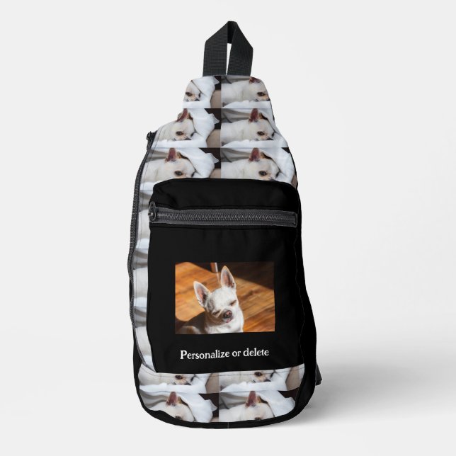 Your pet dog puppy custom photo chihuahua and text sling bag (Front)