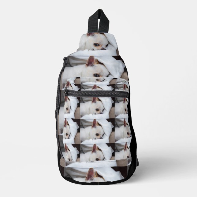 Your pet dog puppy custom photo chihuahua backpack sling bag (Front)