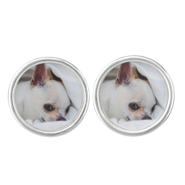 Your pet dog puppy custom photo chihuahua cufflinks (Front)