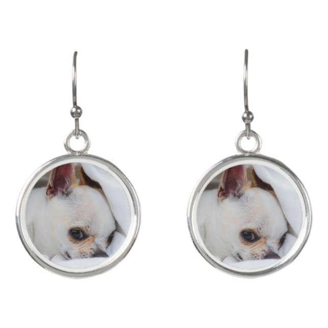 Your pet dog puppy custom photo chihuahua earrings (Front)