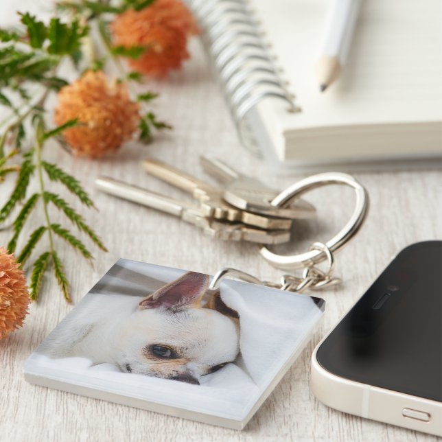 Your pet dog puppy custom photo chihuahua keychain (Front Right)