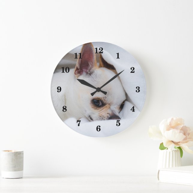 Your pet dog puppy custom photo chihuahua large clock (Home)