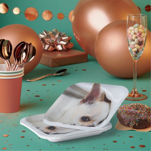 Your pet dog puppy custom photo chihuahua paper plates (Multi)