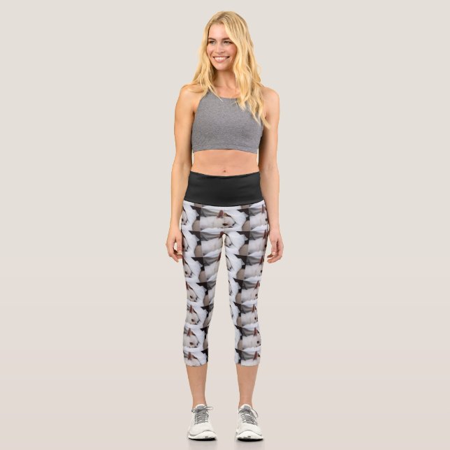 Your pet dog puppy custom photo chihuahua pattern capri leggings (Front)
