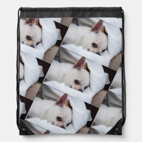 Your pet dog puppy custom photo chihuahua pattern drawstring bag