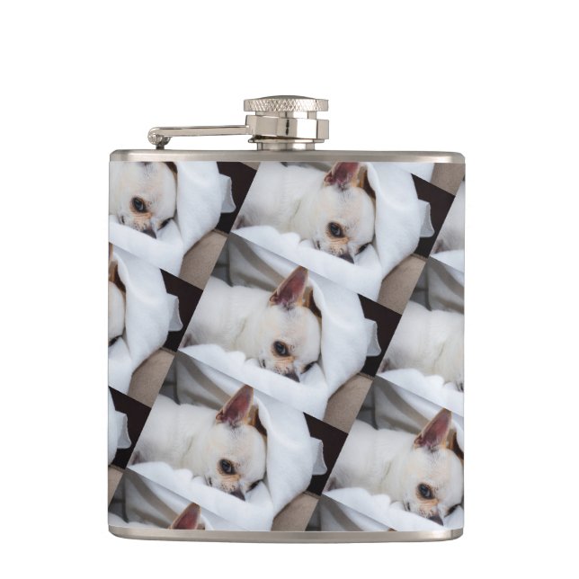 Your pet dog puppy custom photo chihuahua pattern flask (Front)