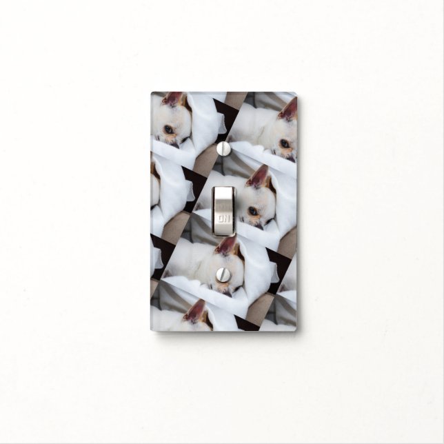 Your pet dog puppy custom photo chihuahua pattern light switch cover (In Situ)