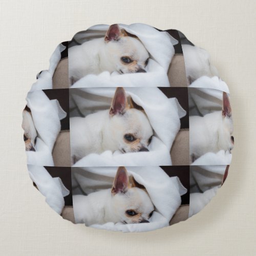 Your pet dog puppy custom photo chihuahua pattern round pillow