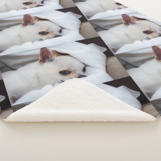 Your pet dog puppy custom photo chihuahua pattern sherpa blanket (3/4)