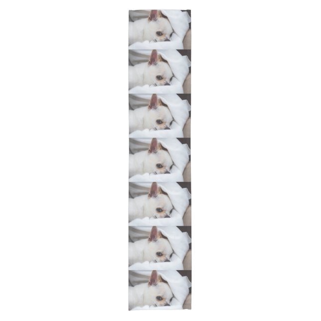 Your pet dog puppy custom photo chihuahua pattern short table runner (Front)