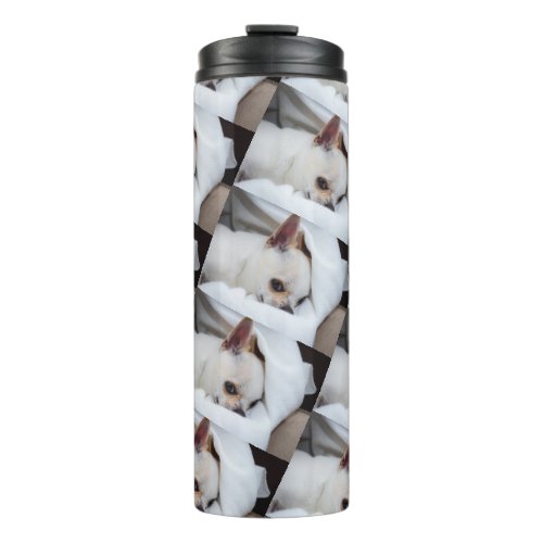Your pet dog puppy custom photo chihuahua pattern thermal tumbler