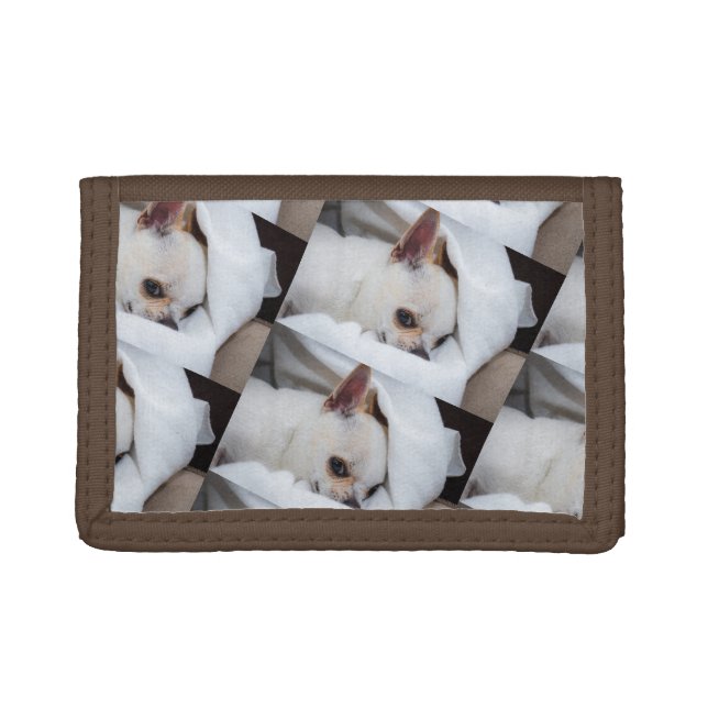 Your pet dog puppy custom photo chihuahua pattern trifold wallet (Front)