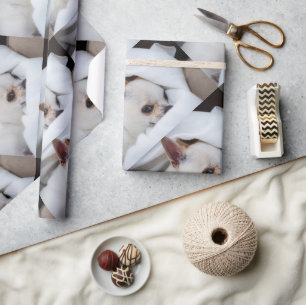 Your pet dog puppy custom photo chihuahua pattern wrapping paper