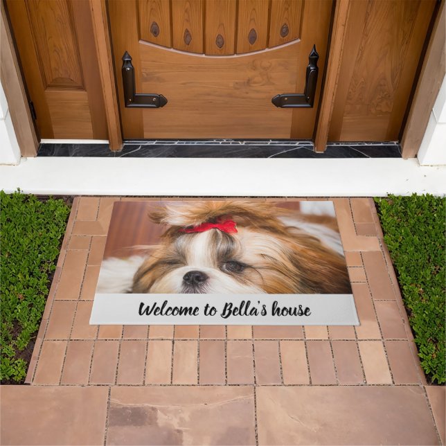 Your pet dog puppy custom photo Customize name Doormat (Outdoor)