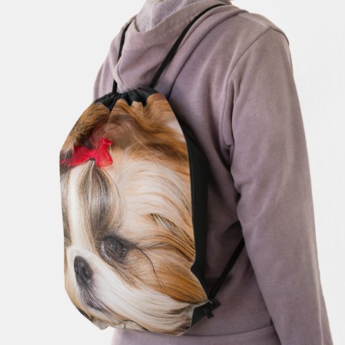 Your pet dog puppy custom photo drawstring bag