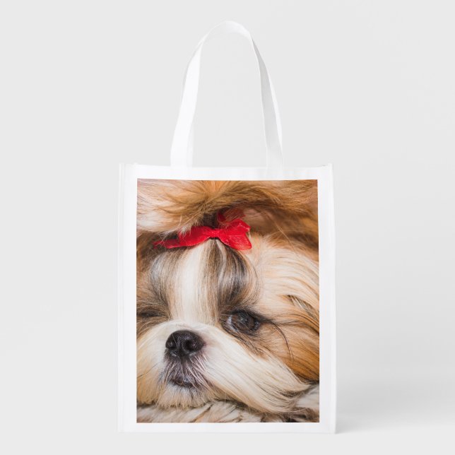 Your pet dog puppy custom photo grocery bag (Front)